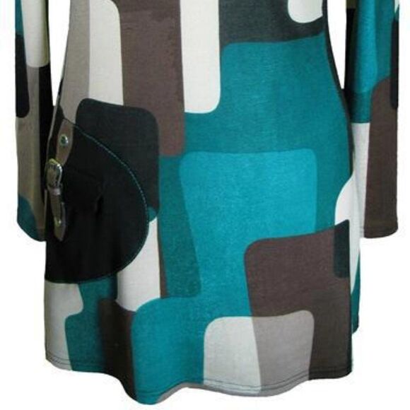 GEOMETRIC Print Cowl Neck Long Sleeve Tunic Size 40 Size 42 - NWT - Picture 4 of 12